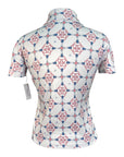 Ronner Shirred Sleeve Sport Polo in White/Pink Bits