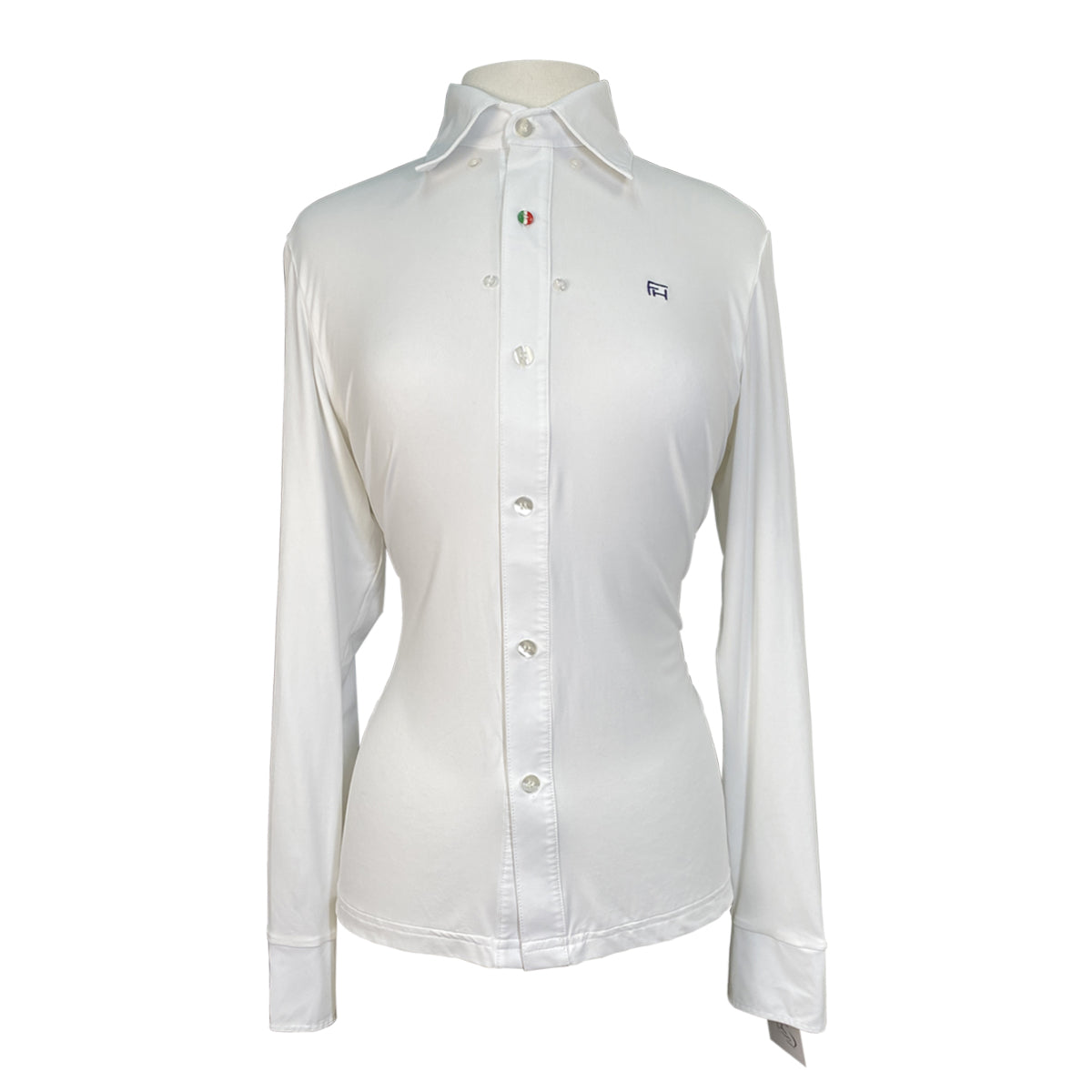 For Horses Long Sleeve Show Shirt in White 