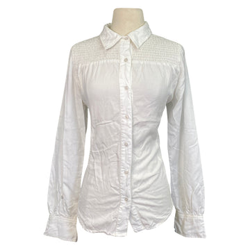 EQL by Kerrits Smocked Yoke Button Up Shirt in White