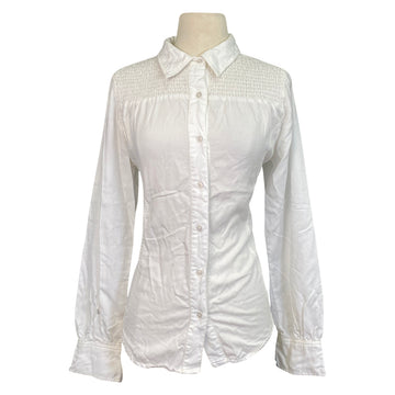 EQL by Kerrits Smocked Yoke Button Up Shirt in White