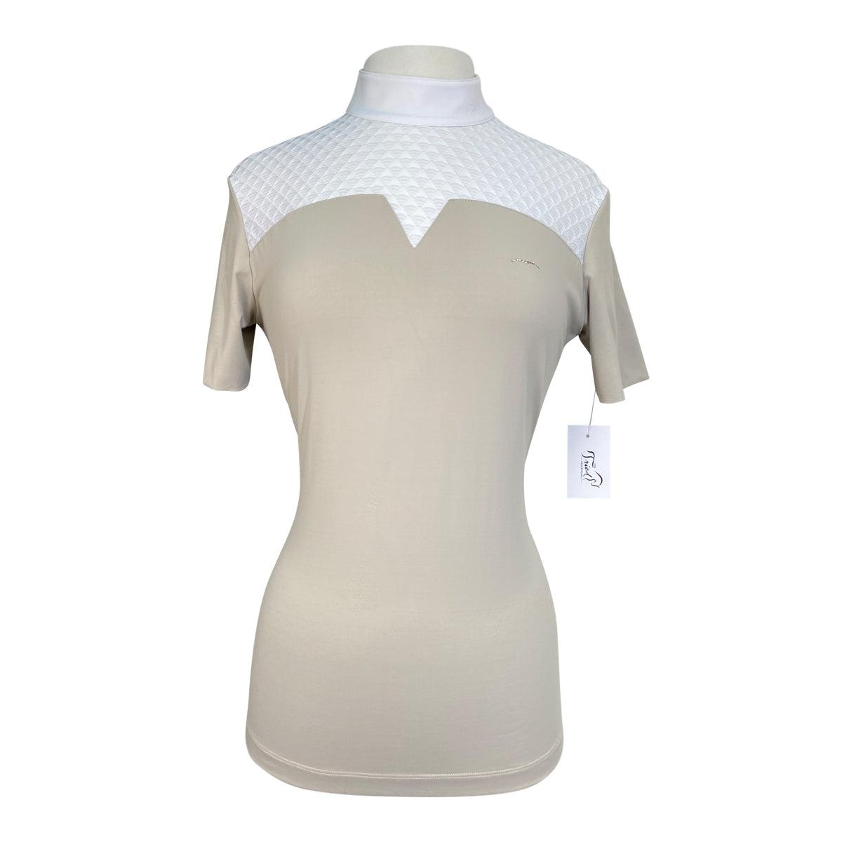 Animo Ladies Short Sleeve Competition Shirt in Beige/White
