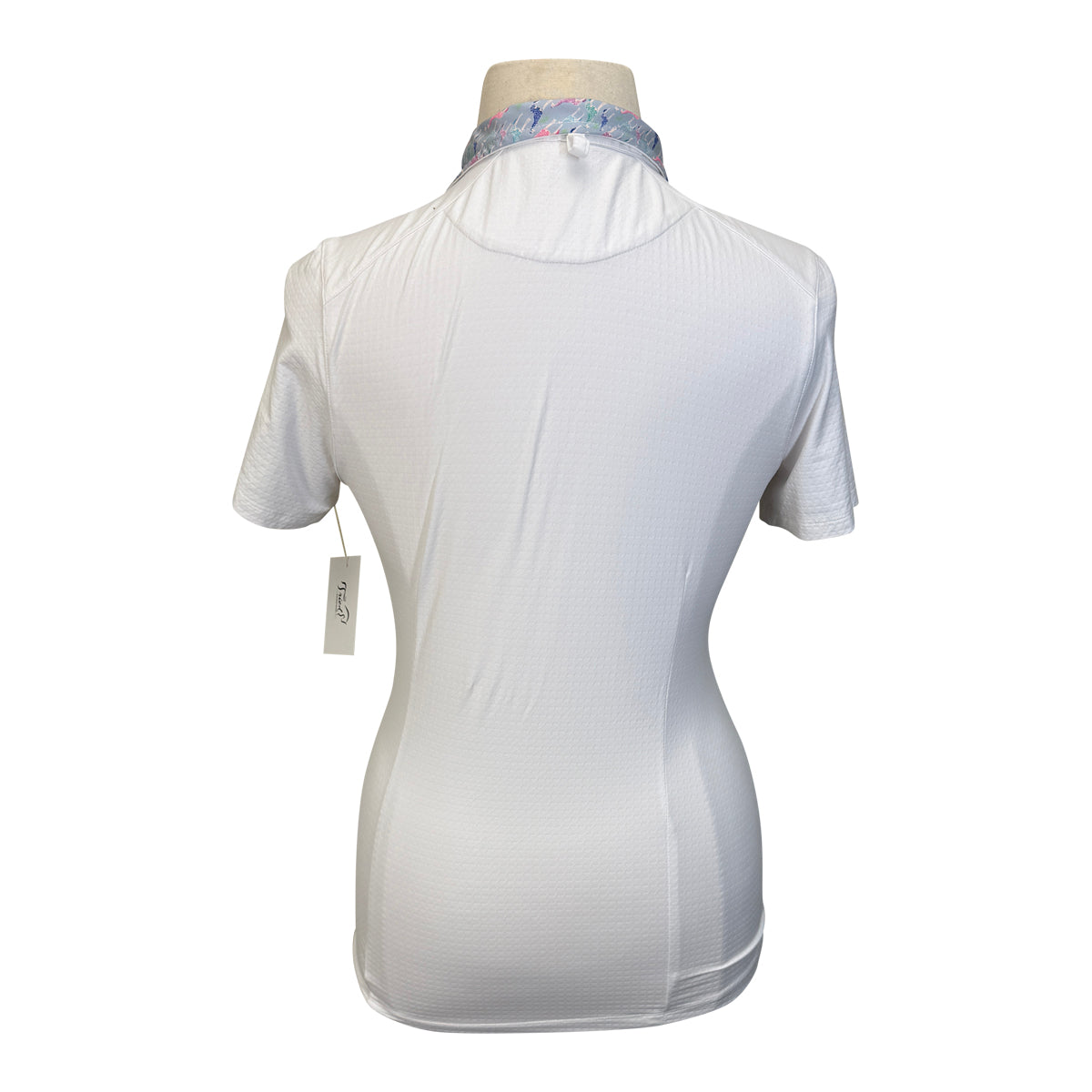 Dover Saddlery CoolBlast Sleeve Show Shirt in White/Blue Giraffes