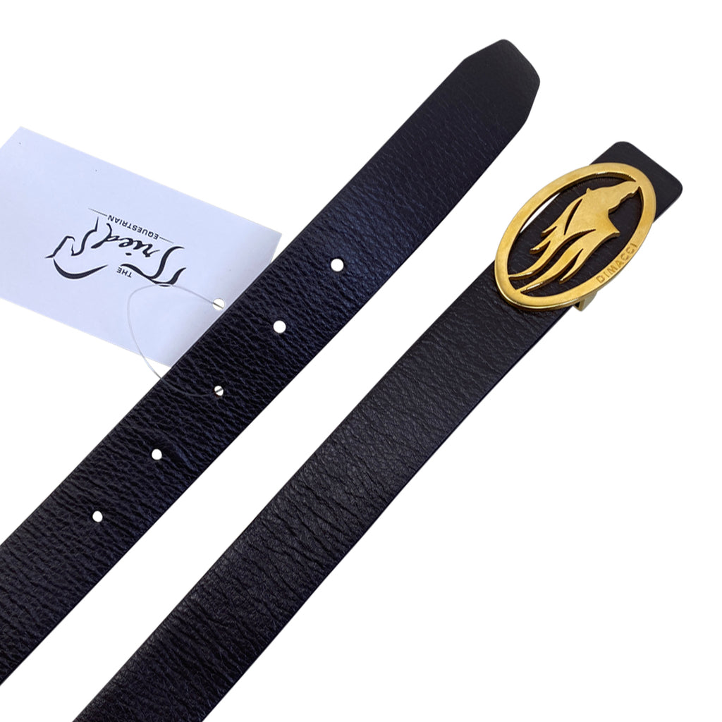 Dimacci Horse Head Buckle Belt in Brown/Gold - Women's Small