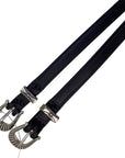 Tory Leather Antique Buckle Spur Straps in Black - 19"