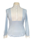 Cavalleria Toscana Perforated Long Sleeve Show Shirt in Sky Blue