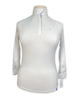 Tredstep Ladies’ Paris Long Sleeve Competition Shirt in White/Blue Horses