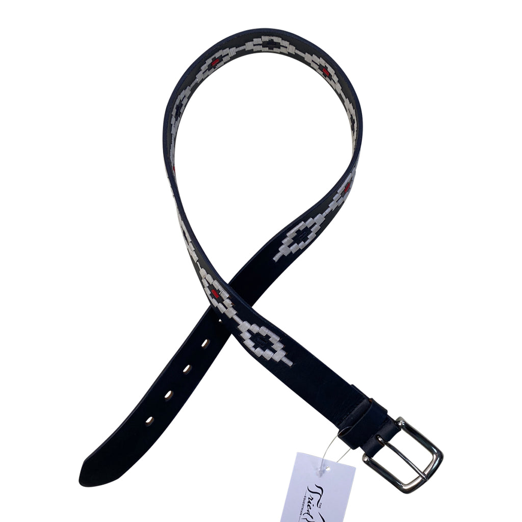 Kastel Denmark Woven Leather Belt in Black w/White & Red - Women's S/M