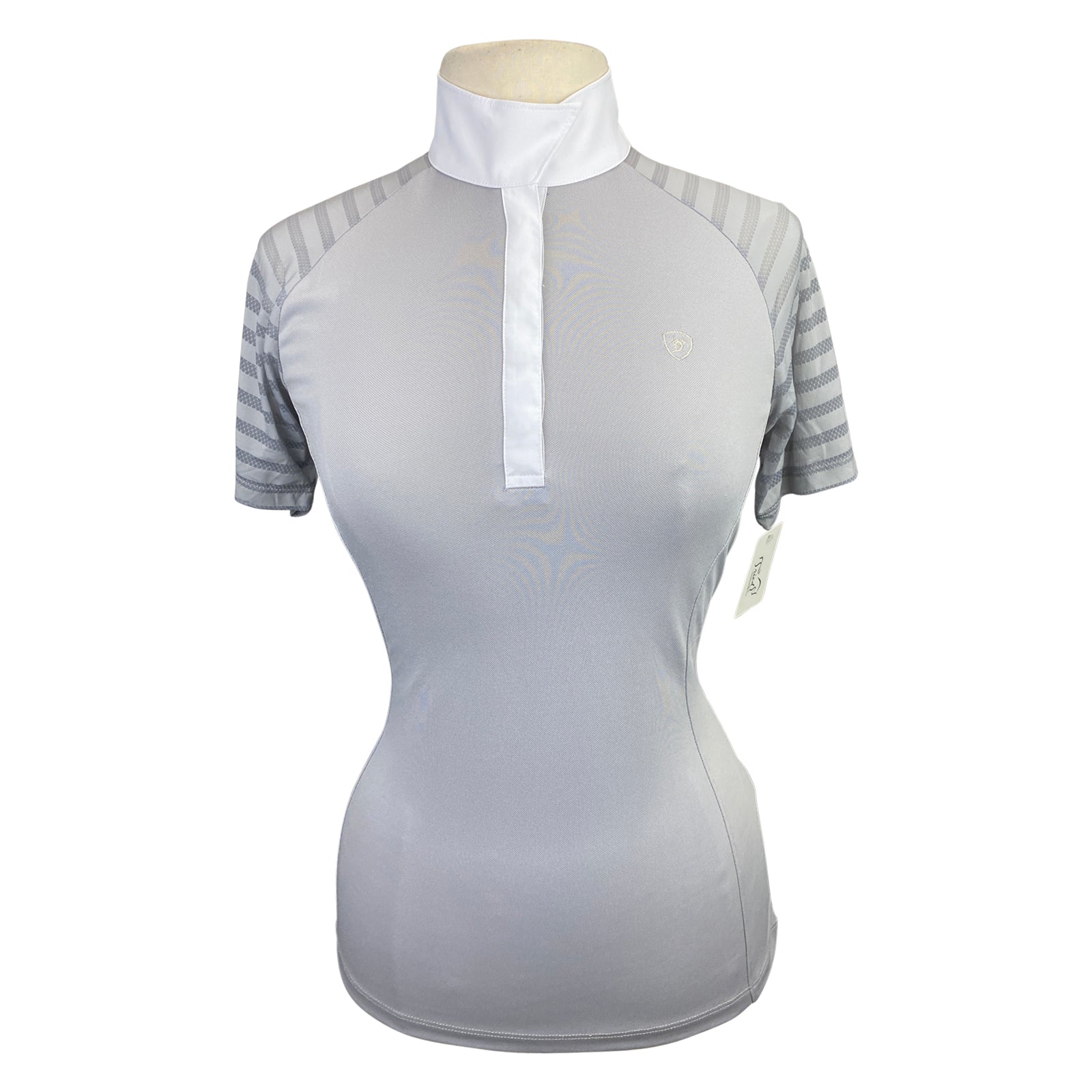 Ariat 'Aptos' Short Sleeve Show Shirt in Grey/White - Women's Medium
