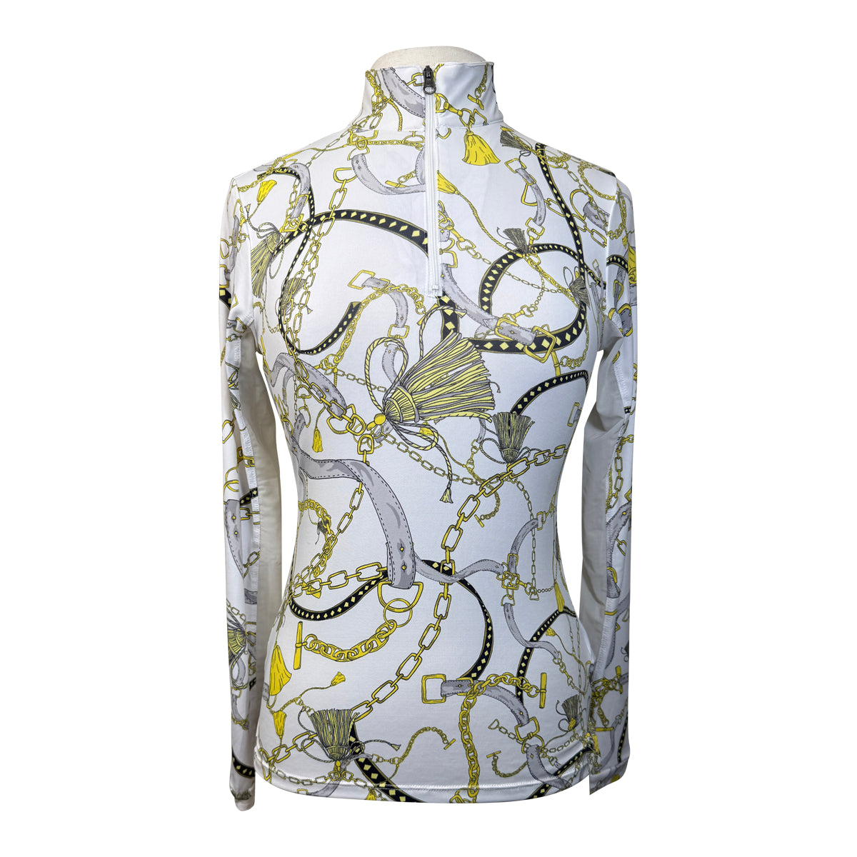 Kastel Long Sleeve 1/4 Zip in White/Gold Belt