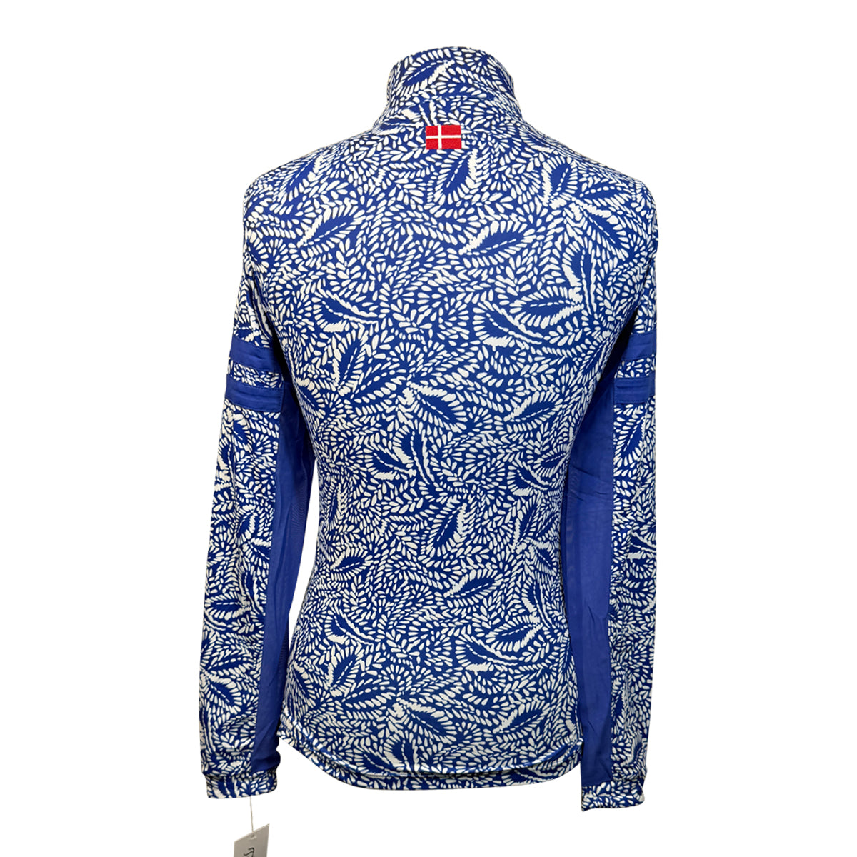 Kastel Long Sleeve 1/4 Zip in Chevron Blue Leaves 