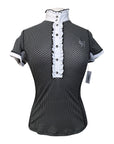 Goode Rider Couture Ruffle Show Shirt in Black/White Polka Dot