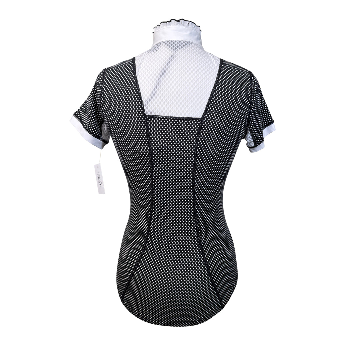 Goode Rider Couture Ruffle Show Shirt in Black/White Polka Dot