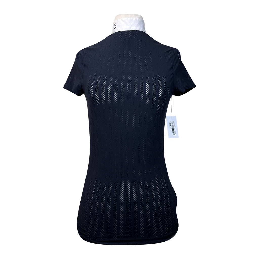 Cavalleria Toscana Perforated Logo Competition Shirt in Navy