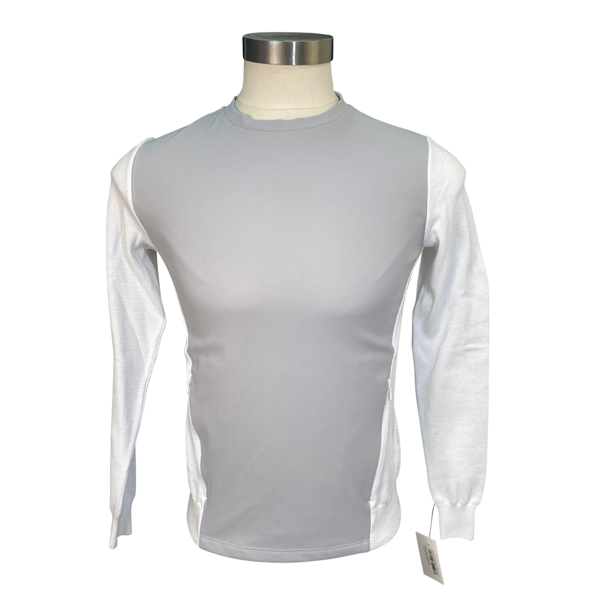 Cavalleria Toscana Jersey Cotton Crew Neck Sweater in Grey/White