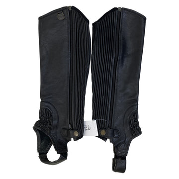 Ovation Stretch Ribbed Top Grain Half Chaps in Black