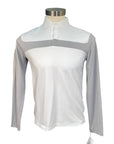 Cavalleria Toscana Long Sleeve Competition Polo in White/Grey