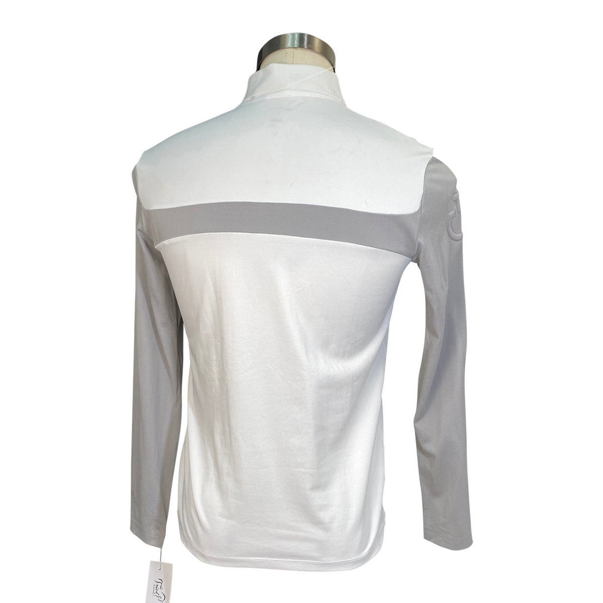 Cavalleria Toscana Long Sleeve Competition Polo in White/Grey