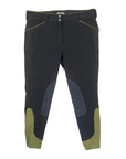 Dover Saddlery Wellesley Classic Piped Knee-Patch Breech in Charcoal/Avocado