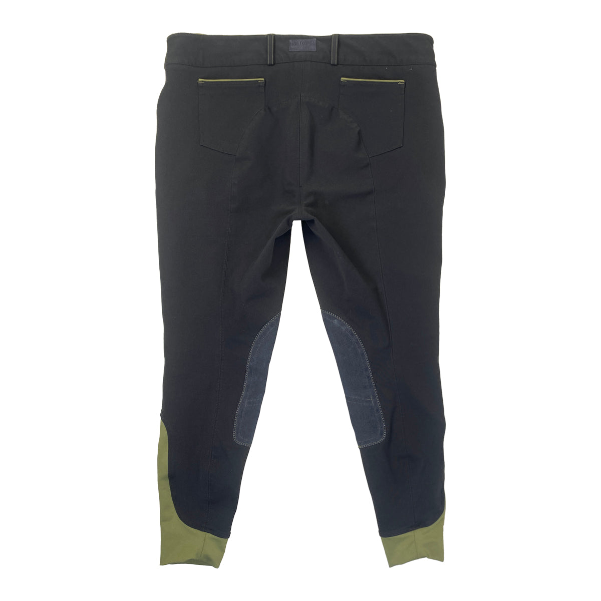 Dover Saddlery Wellesley Classic Piped Knee-Patch Breech in Charcoal/Avocado