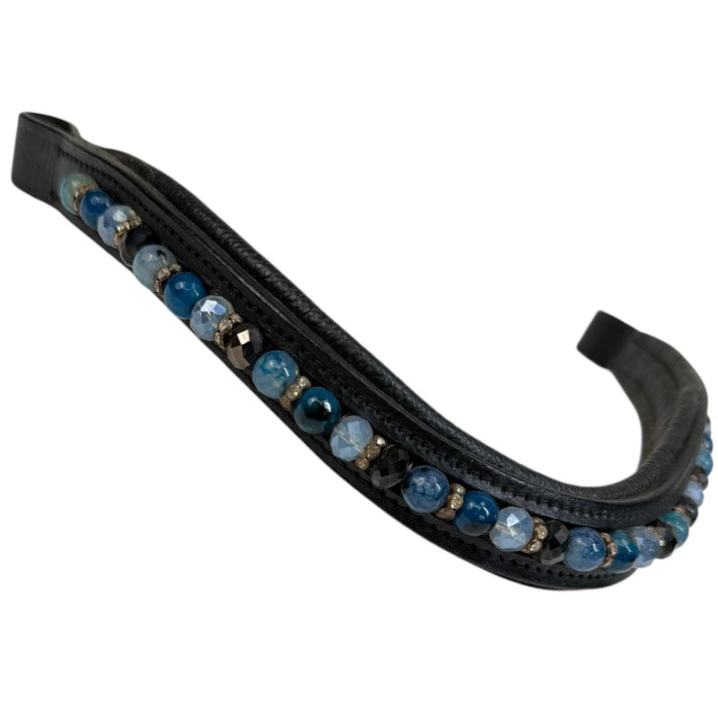 Wave Beaded Browband in Black/Blue - Full