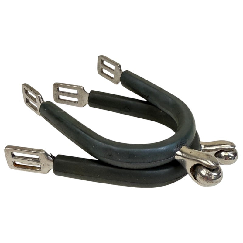 QHP Roller Spurs in Black/Stainless Steel - 1"