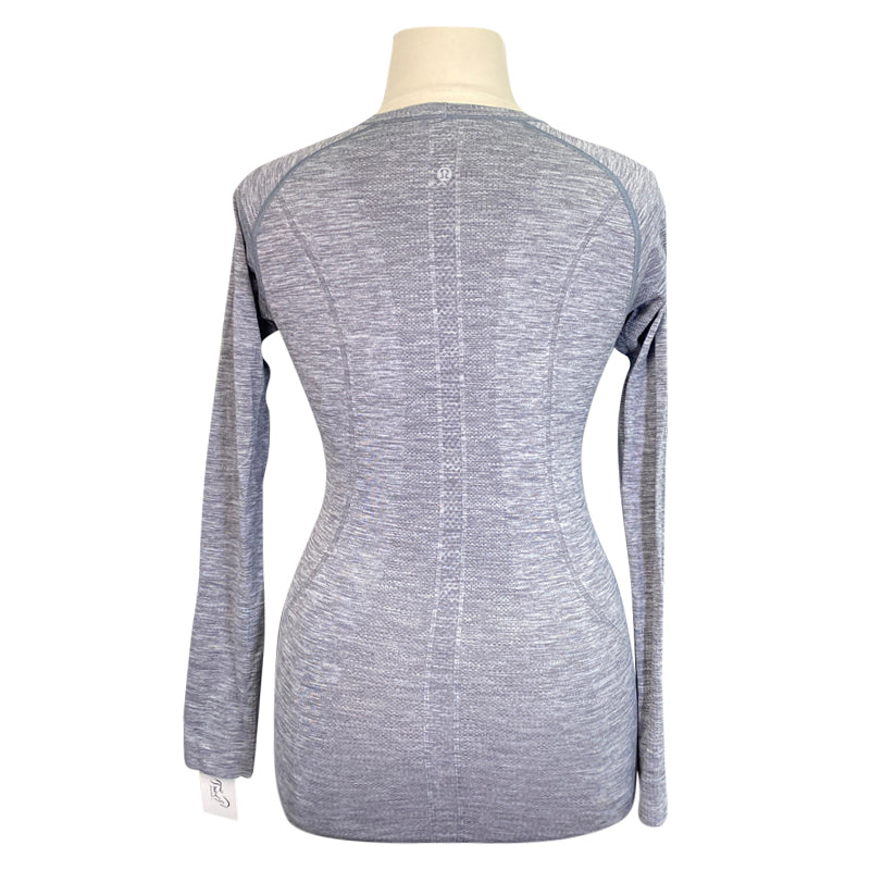 Back of Lululemon 'Swiftly' Tech Long Sleeve 2.0 in Slate/White