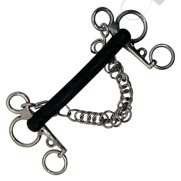 Centaur Rubber Mullen Mouth Pelham in Black/Stainless Steel 