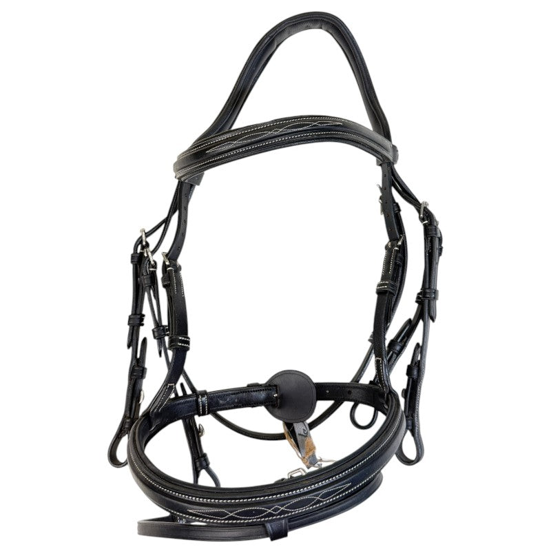 Dy'on Flash Noseband Double Bridle in Black - Cob