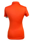 Back of Ariat TEK Heat Series Perforated Polo Shirt in Orange - Women's Small