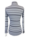 Kerrits Long Sleeve Zip Top in Black/White Equestrian Print - Children's XL