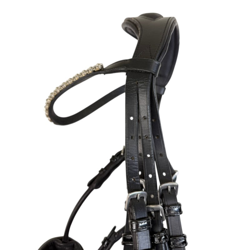 Patent Dressage Padded Double Bridle w/ Crank in Black - Pony