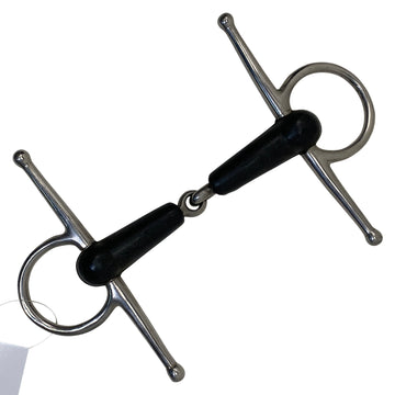 Jointed Rubber Full Cheek Snaffle in Black/Stainless Steel
