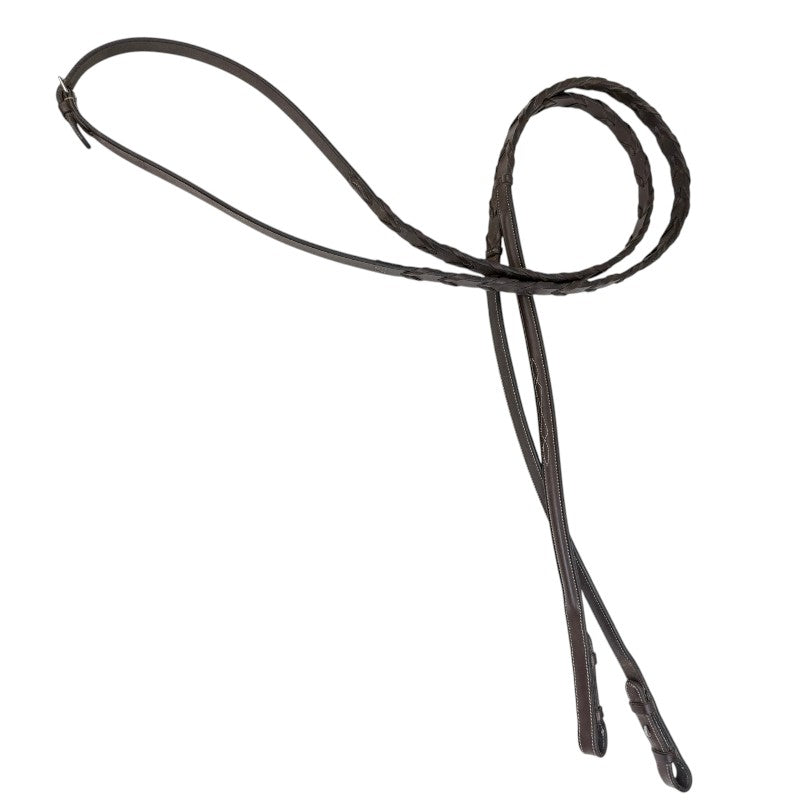 Black Oak Fancy Stitched Braided Reins in Brown