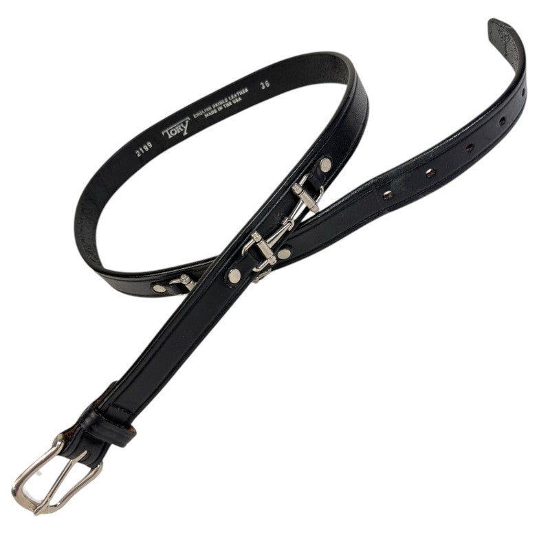 Tory Leather Snaffle Bit Belt  in Black