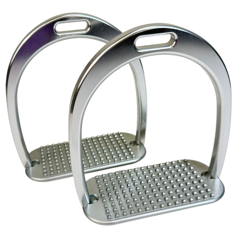 Alfa Jump Flat Plate Stirrup Irons in Silver