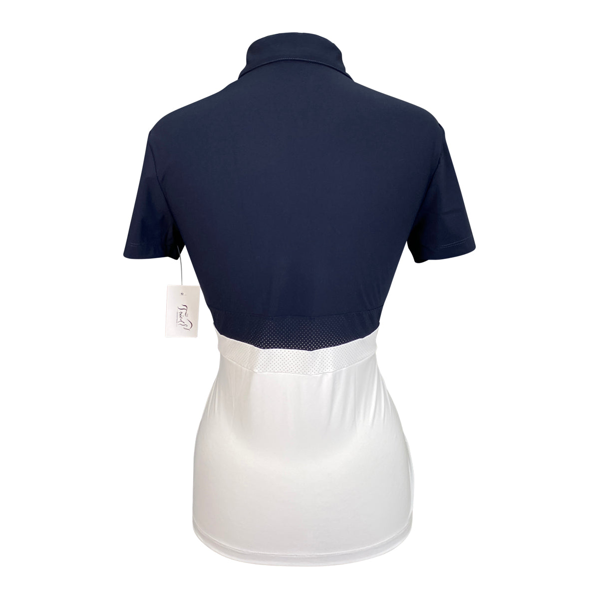 Cavalleria Toscana Perforated Striped Jersey Short Sleeve Training Polo in Navy/White 