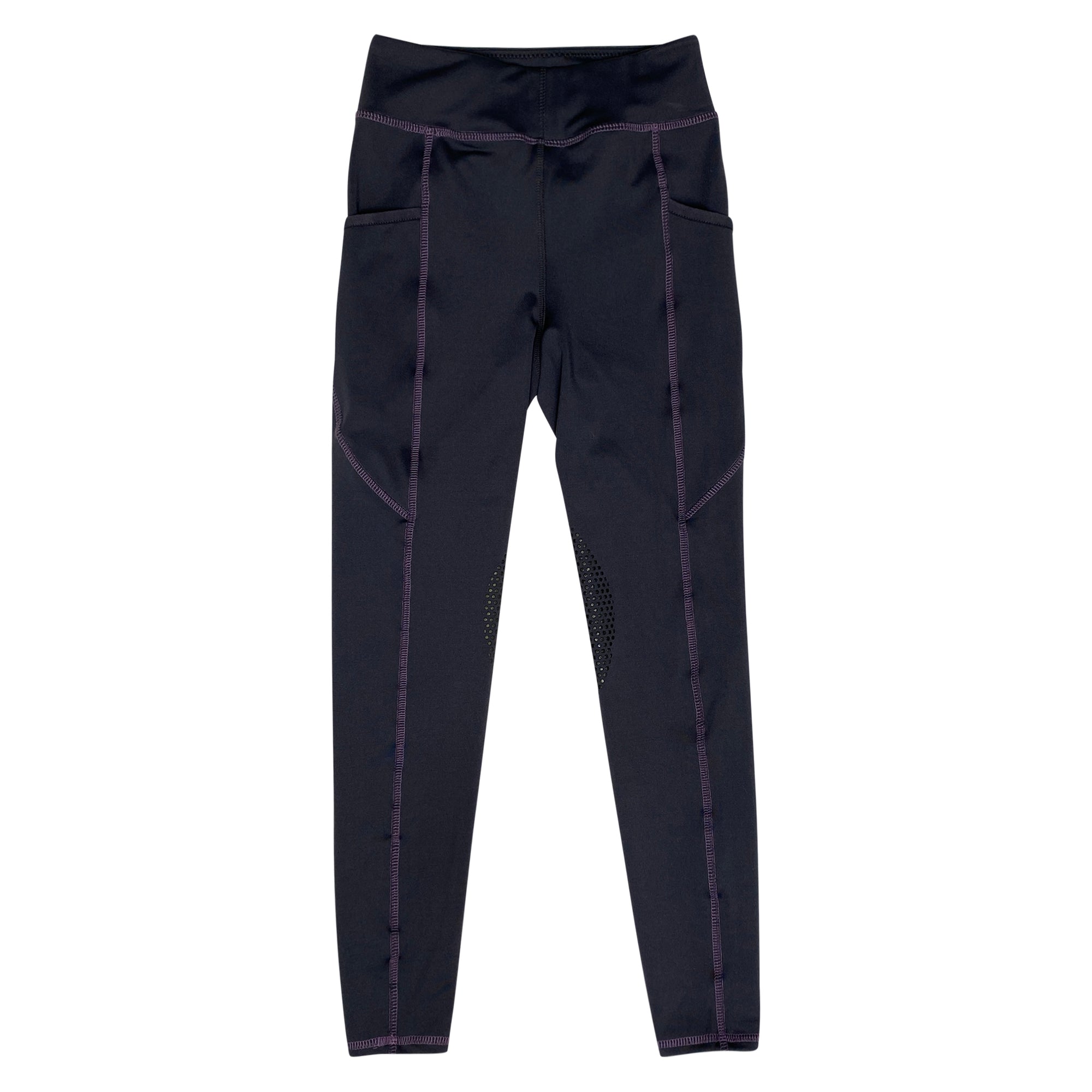 Riding Sport Knee-Patch Tech Tight in Grey / Lavender