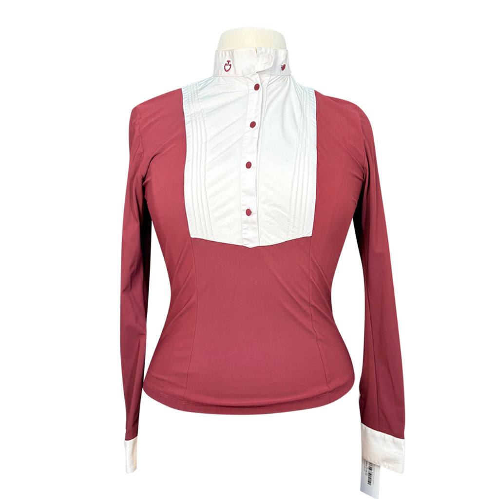 Cavalleria Toscana Bib Show Shirt in Burgandy/White