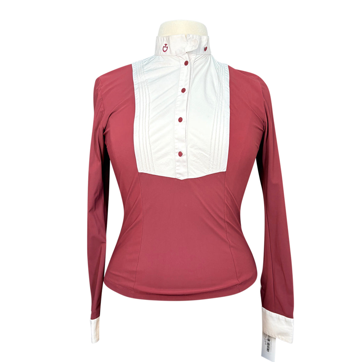 Cavalleria Toscana Bib Show Shirt in Burgandy/White