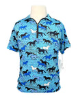 Kerrits Ice Fil Short Sleeve in Blue Horses 