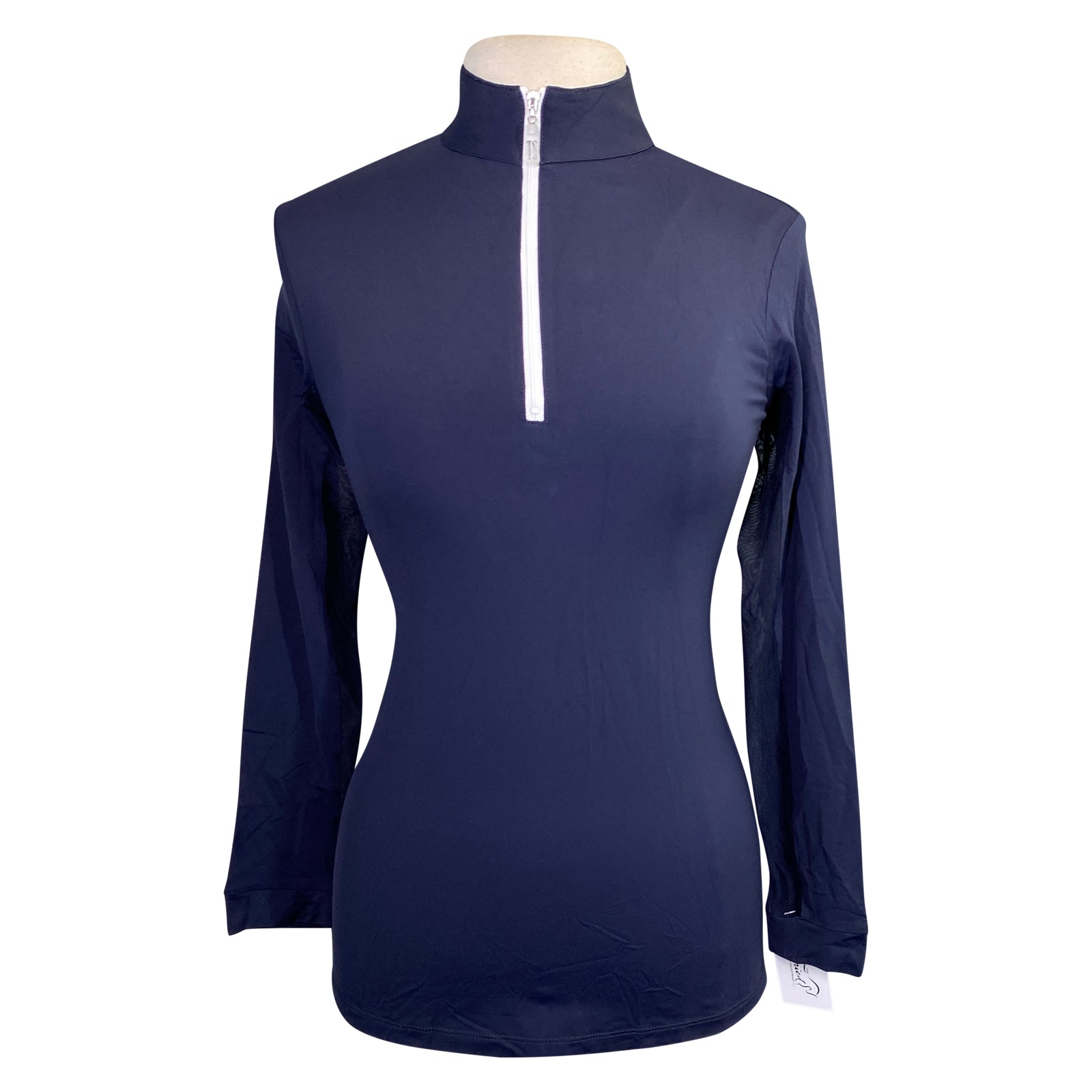 Front of Tailored Sportsman Long Sleeve 'Ice Fil' Shirt in Navy - Women's Large