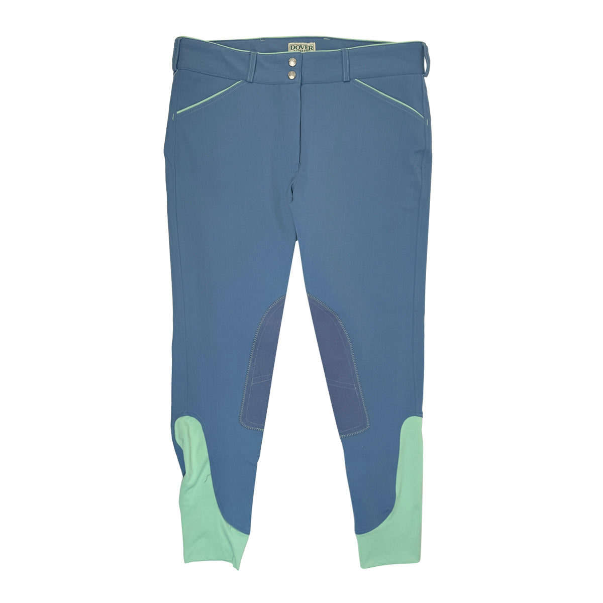 Dover Saddlery 'Wellesley' Piped Knee Patch Breech in Smoke Blue/Opal