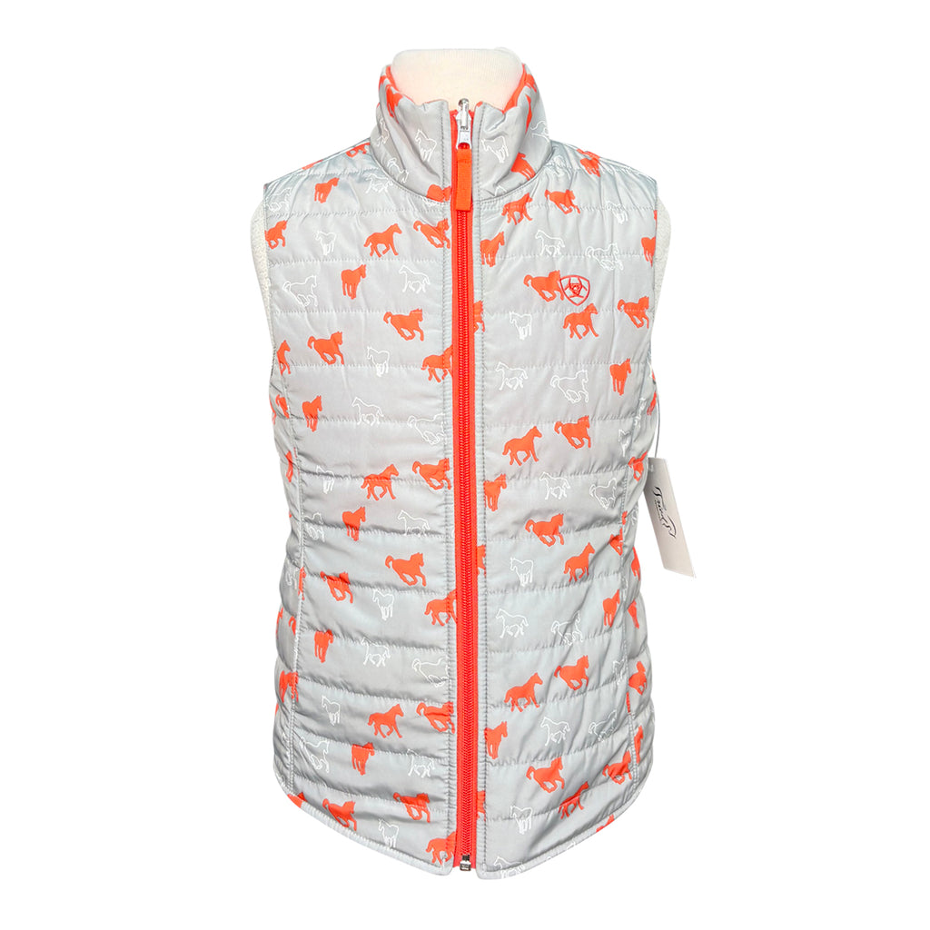 Ariat 'Emma' Reversible Vest in Grey w/ Orange Horse/Orange