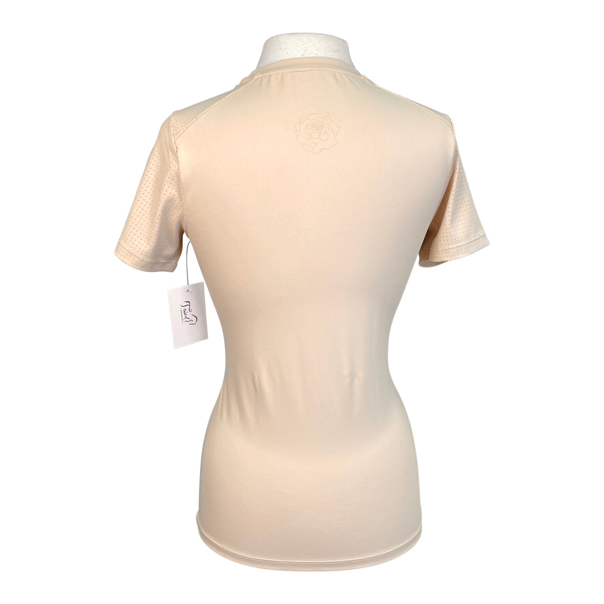 Hannah Childs 'Maddy' Perforated Short Sleeve Tech Tee in Biscotti 