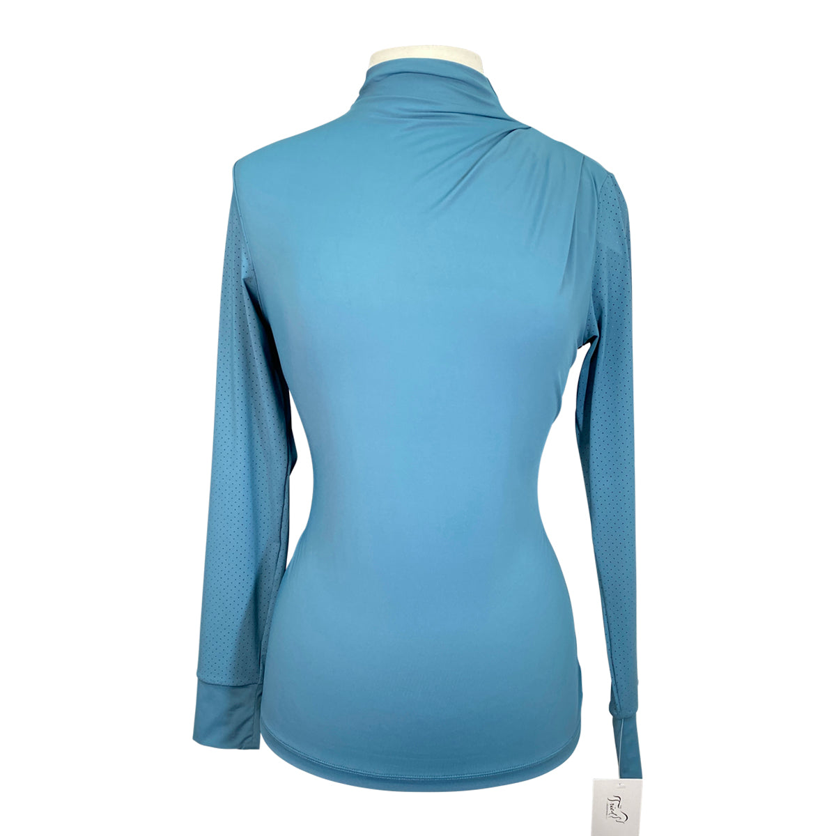 May Babes Equestrian 'Marina' Mock Neck Long Sleeve Riding Top in Pacific