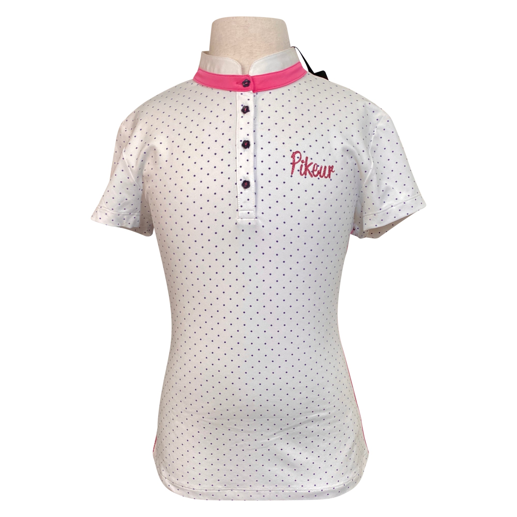 Pikeur 'Leni Turnier' Polo in White/Navy Polka Dots 