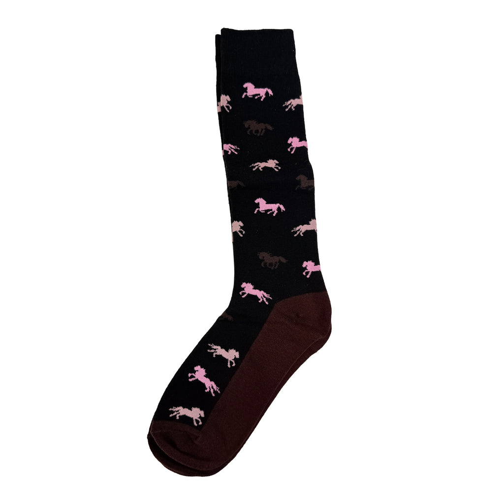 Equestrian Socks in Black/Horse Pattern