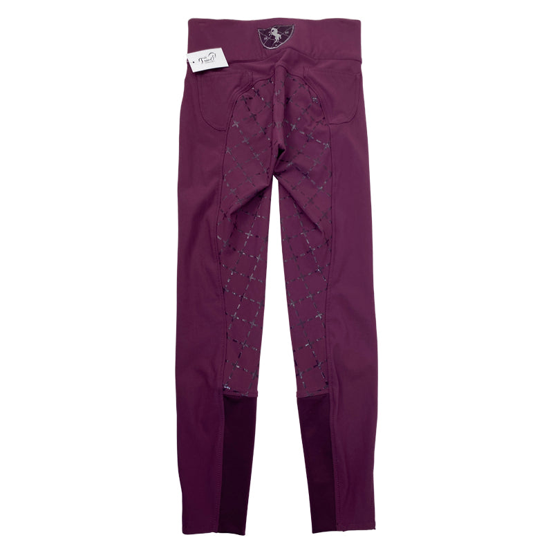 Back of Horze 'Desiree' High Rise Full Seat Breech in Plum