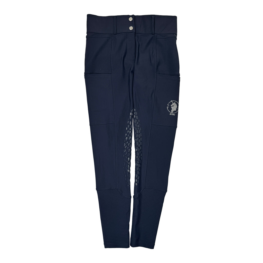 Sync Equestrian 'Daisy' Knee Patch Tights in Navy