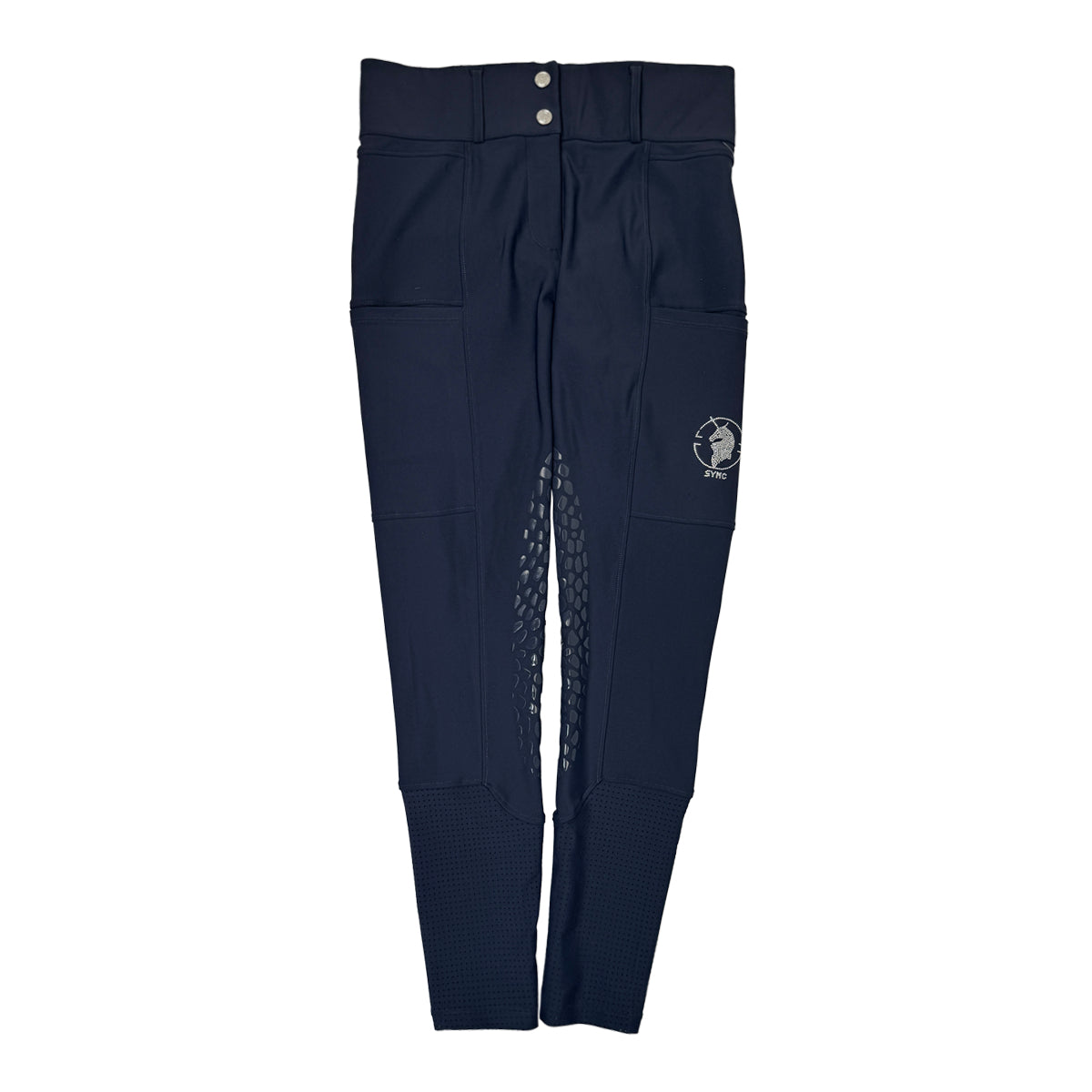 Sync Equestrian 'Daisy' Knee Patch Tights in Navy